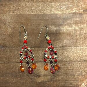 Sparkle Ruby Red and Crimson Colored dangling Earrings